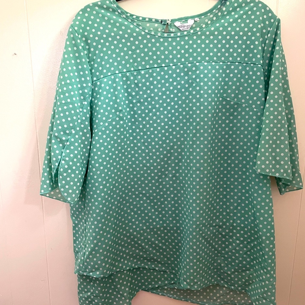Meaveor Blue Polka Dot Dress Shirt